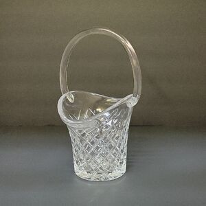 Vintage Galway Irish‎ Crystal Basket w/ Handle 7"x4"x9" Diamond Pattern